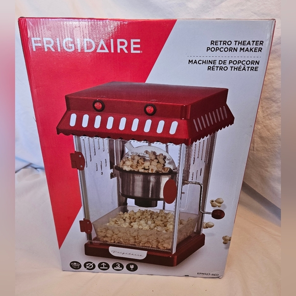 Frigidaire Retro Countertop Popcorn Maker EPM107-RED Hot Air No Oil Required NEW - Picture 2 of 8